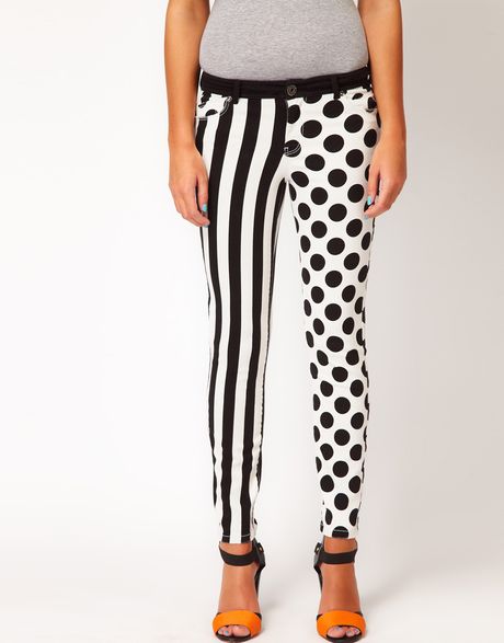 River Island River Island Stripe Spot Skinny Jean in Black - Lyst
