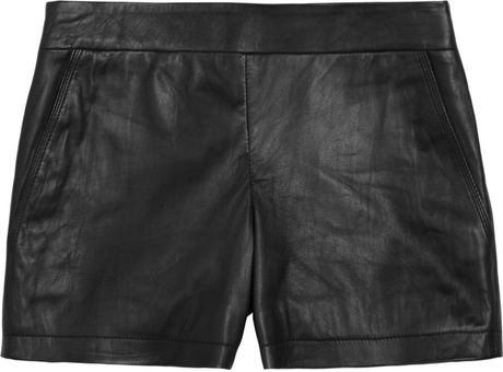 Theory Leather Shorts in Black - Lyst