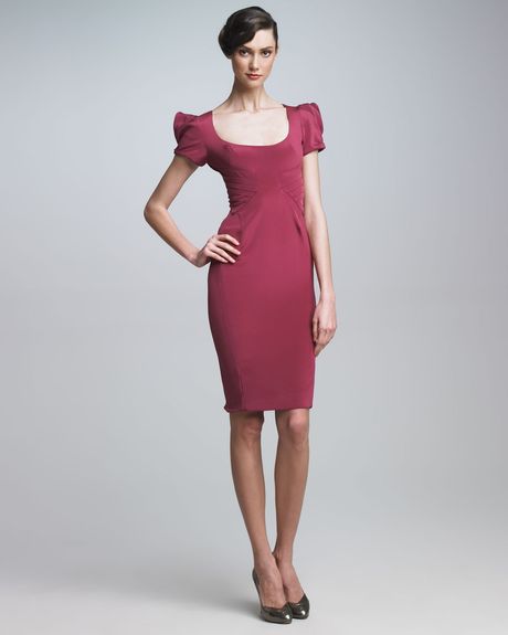 Zac Posen Pleated Waist Crepe Dress in Pink (rose) - Lyst