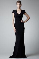 Alexander McQueen Fitted Cap-sleeve Gown, Black