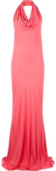 Alexander Mcqueen Halterneck Dress in Pink (coral) - Lyst