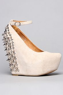 Jeffrey Campbell The Spike Aubrey Shoe in Nude Suede and Silver - Lyst