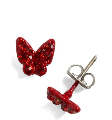 Modcloth Butterfly Garnet Earrings in Pink - Lyst