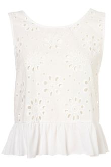 Topshop Lace Bow Back Peplum Top - Lyst