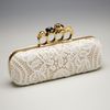 Alexander Mcqueen Lace Knuckleclasp Clutch in Beige (ivory) - Lyst