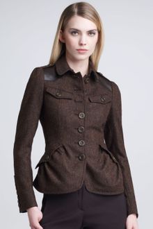 Burberry Prorsum Tweed Peplum Blazer - Lyst