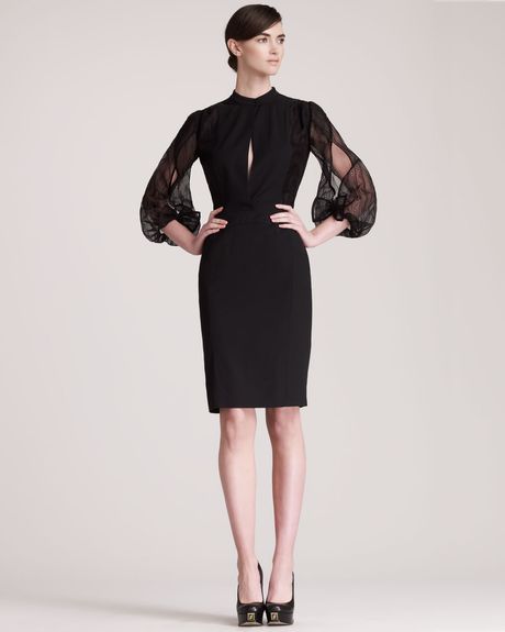 Fendi Teardrop Sleeve Dress in Black - Lyst