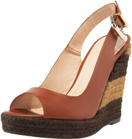 Fendi Slingback Espadrille Wedge in Brown (terracotta) - Lyst