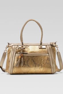 Gucci Bella Medium Top Handle Bag Orochampagne Python - Lyst