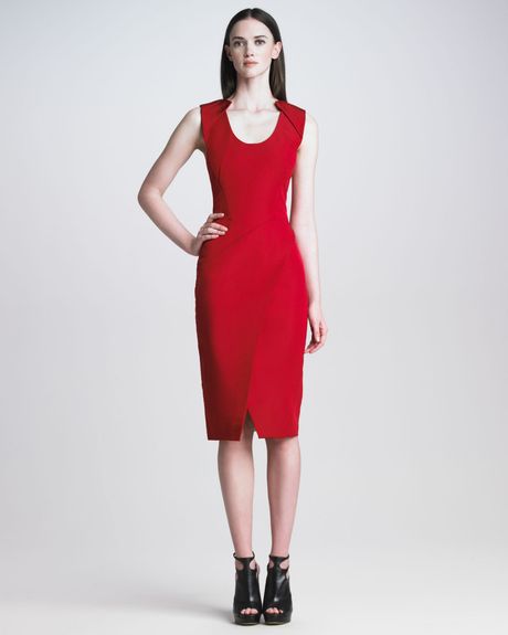 J. Mendel Sleeveless Silk Faille Dress in Red (scarlet) - Lyst