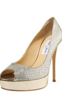 Jimmy Choo Crown Glittered Peep-toe Platform Pump - Lyst