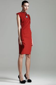 Lanvin Draped Sheath Dress - Lyst