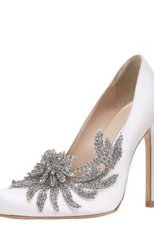 Manolo Blahnik Swan Embellished Satin Pump White - Lyst