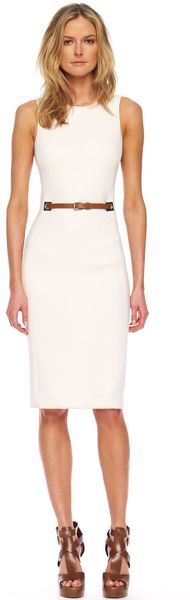 Michael Kors Beltedwaist Sheath Dress in White (ivory) - Lyst