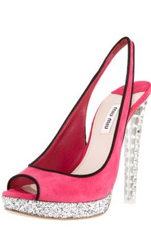 Miu Miu Jewel-heel Suede Platform Sandal - Lyst
