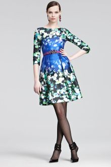 Oscar de la Renta Belted Floralprint Dress - Lyst