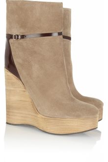 Chloé Suede Wedge Ankle Boots - Lyst