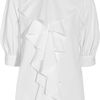 Mcq By Alexander Mcqueen Ruffled Cotton Blouse in White - Lyst