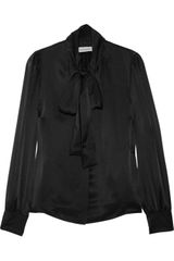 Yves Saint Laurent Silk Satin Pussybow Blouse