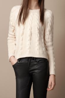 Burberry Brit Cable Knit Wool Blend Sweater - Lyst