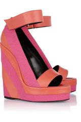 Pierre Hardy Canvas and Leather Platform Wedge Sandals