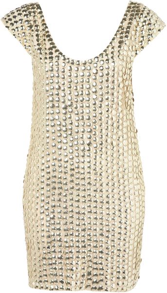 Topshop Coin Scoop Back Dress By Dress Up Topshop in Gold (cream) - Lyst