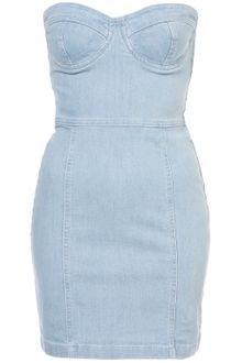 Topshop Denim Cupped Bandeau Dress - Lyst