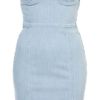 Topshop Denim Cupped Bandeau Dress in Blue (denim) - Lyst