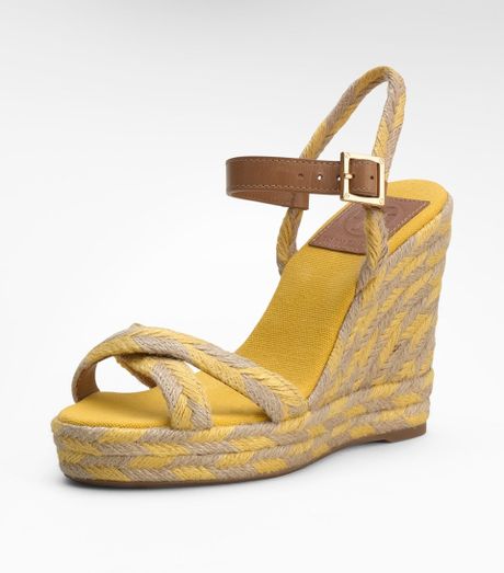 Tory Burch Camelia High Wedge Espadrille in Yellow (mustard) | Lyst