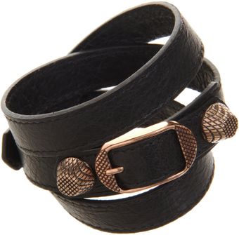 Balenciaga Arena Giant Rose Gold Double Tour Bracelet - Lyst