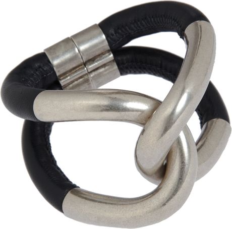 Balenciaga Twinlinked Leather Metal Bracelet in Black - Lyst
