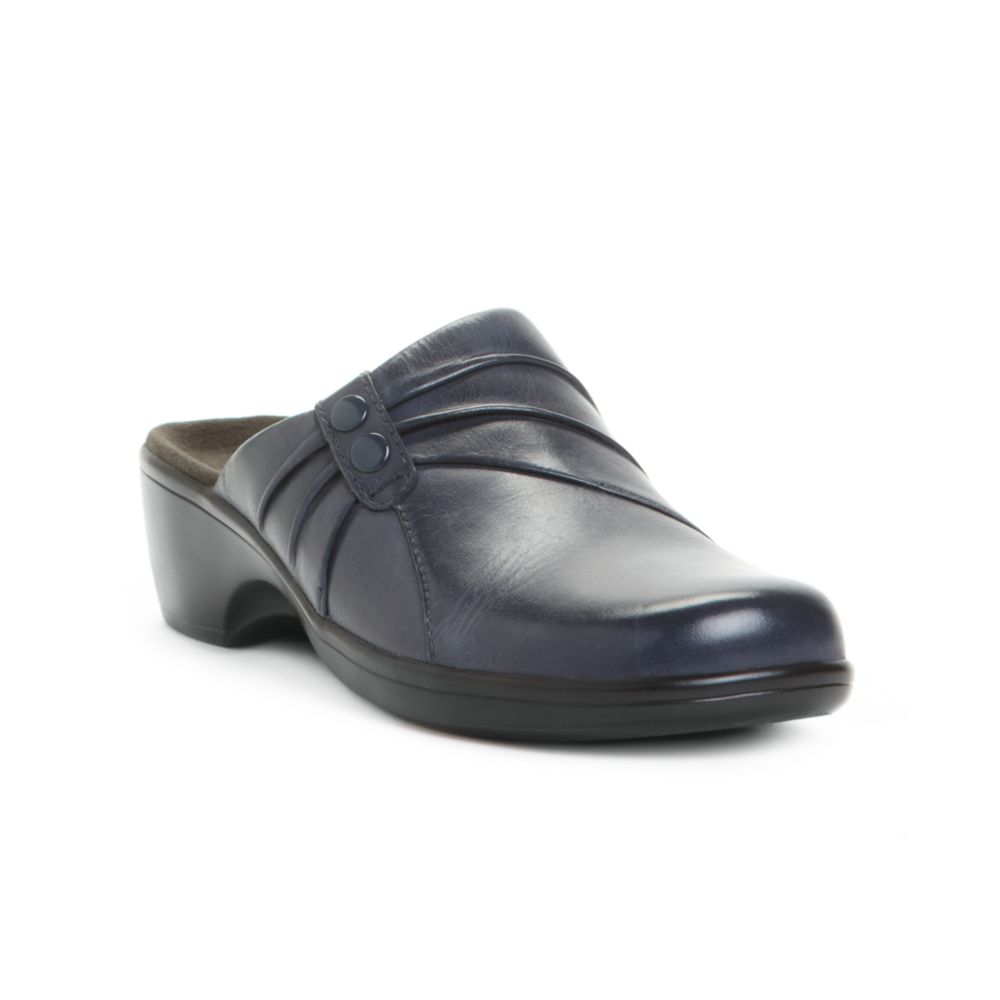 clarks navy mules