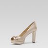 Gucci Sunset Horsebit Horsebit Mid Heel Opentoe Pump in Gold (champagne) - Lyst