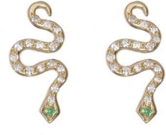 Ileana Makri Diamond Tsavorite Little Snake Stud Earrings - Lyst