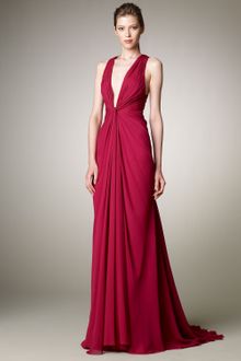 J. Mendel Plunge-neck Chiffon Gown - Lyst