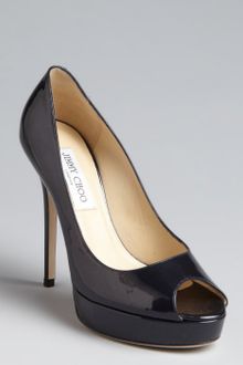 Jimmy Choo  Patent Leather Crown Peep Toe Platform Pumps - Lyst