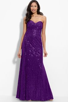 La Femme Strapless Sequin Gown - Lyst