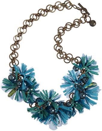 Lanvin Raffia Mask Flower Small Necklace - Lyst