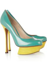 Nicholas Kirkwood Leather and Watersnake Platform Pumps