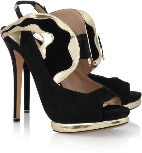 Nicholas Kirkwood Suede and Metallic Leather Sandals in Black - Lyst