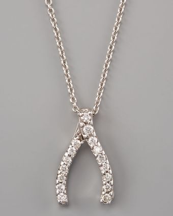 Roberto Coin Pave Wishbone Necklace - Lyst
