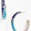 Sequin Feather Plume Enamel Hoop Earrings in Blue (turquoise multi/ gold) - Lyst