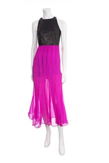 Shakuhachi Leather Chiffon Maxi Dress - Lyst