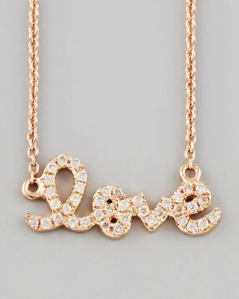 Sydney Evan Rose Gold Diamond Love Necklace - Lyst