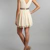 Tfnc Belted Stud Dress with Drape Skirt in Beige (cream) - Lyst