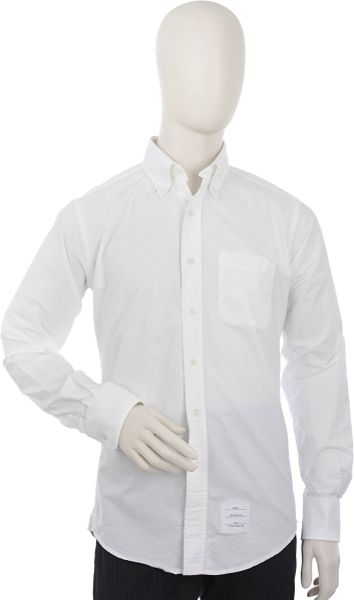 Thom Browne Cotton Oxford Shirt in White for Men - Lyst