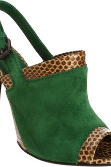 Bottega Veneta Snakeskin Trim Peep Toe Sandal - Lyst