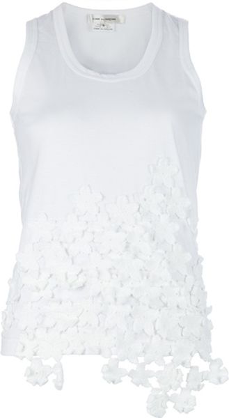 Comme Des Garçons Floral Detail Vest Top in White (floral) - Lyst