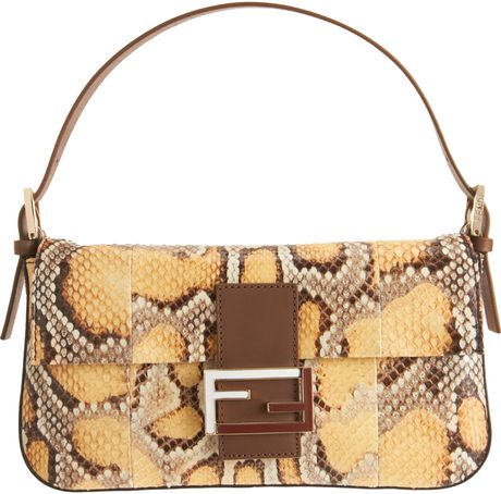 Fendi Painted Python Baguette Bag in Animal (gold) - Lyst