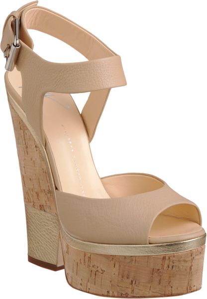 Giuseppe Zanotti Cutout Wedge Sandal in Beige (nude) - Lyst